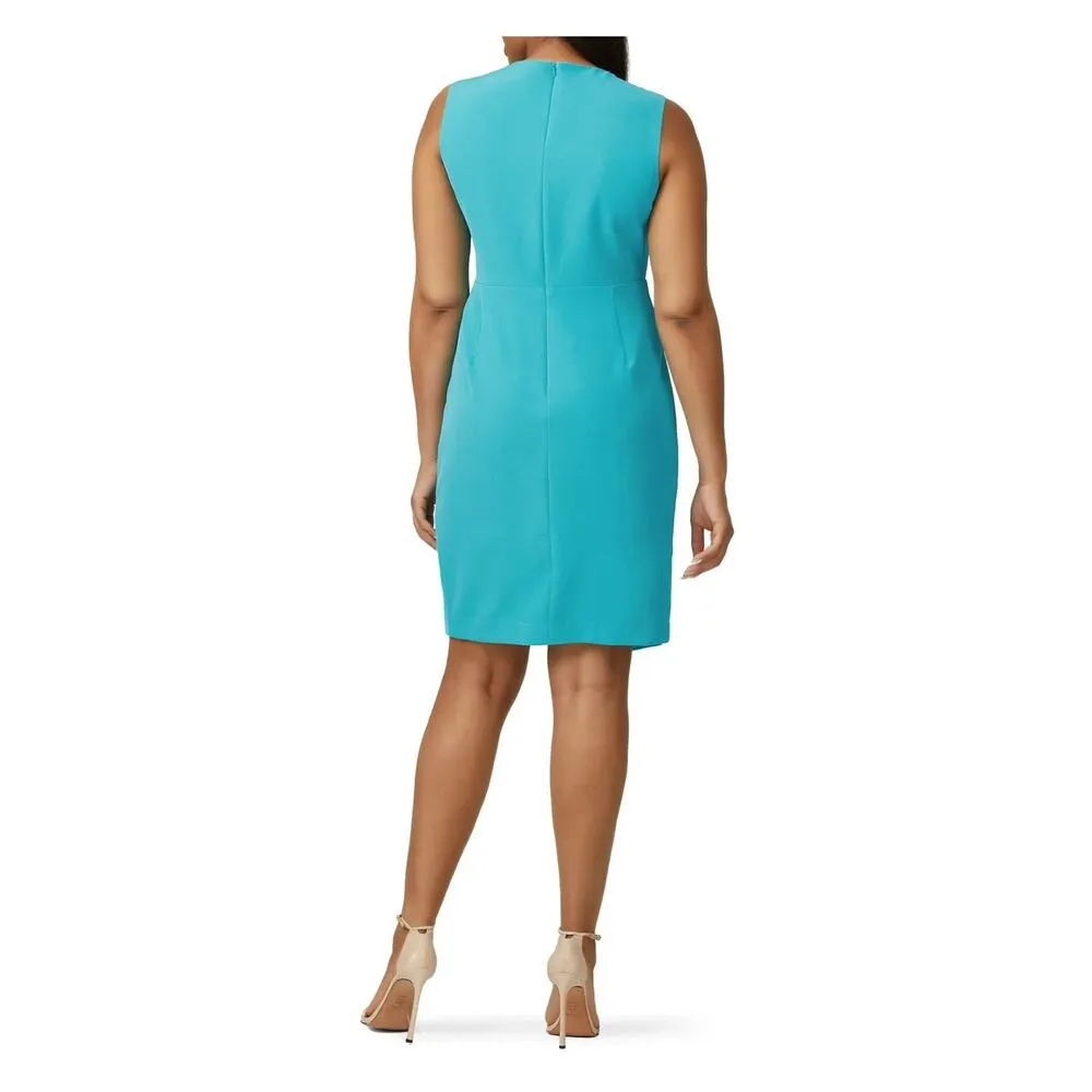 Black Halo Teal Nora V Neck Sleeveless Faux Wrap Sheath Dress Sz.6 NWT - Image 2