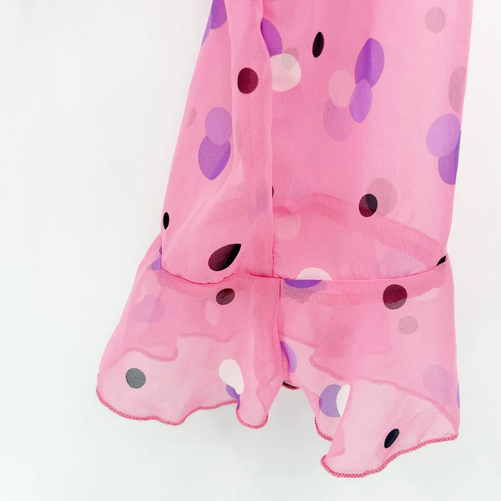 Urban Renewal UO Womens Polka Dot Tie Front Cropped Sheer Bell Sleeve Blouse S - Image 5