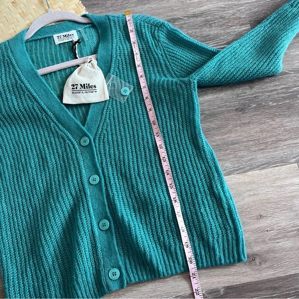 Nwt Revolve 27‎ miles malibu katja cardigan cashmere in aqua women’s size S Blue - Image 4