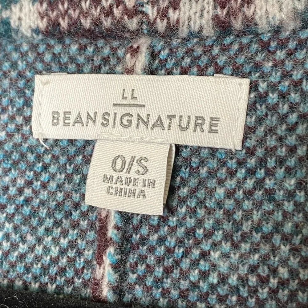 LL Bean Signature Poncho Sweater Pockets Plaid Maroon Red Green White One Size - Image 4