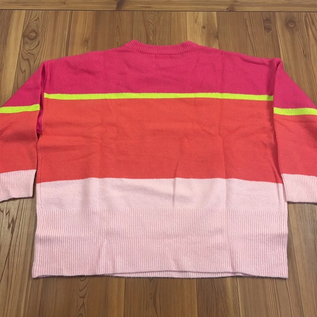 First Love Oversized Cozy Boutique Sweater Pink Stripe Colorblock Plus Size 2X - Image 6