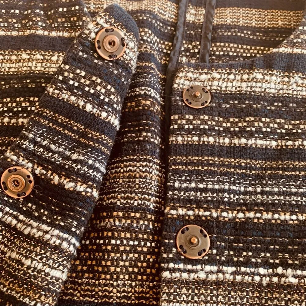 Betty Barclay black brown metallic tweed striped fitted jacket blazer size 10 - Image 6
