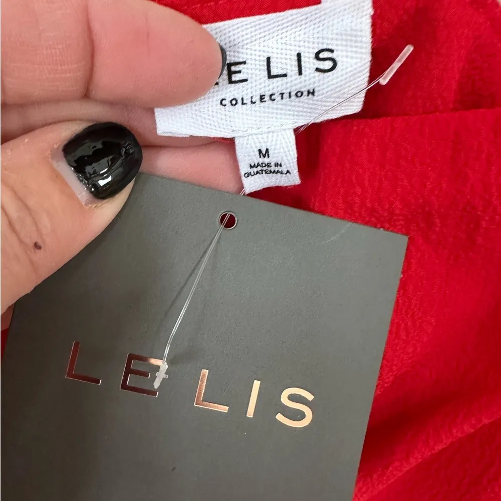 Red cropped cami, adjustable straps, back cut out detail, by LE LIS - Image 3