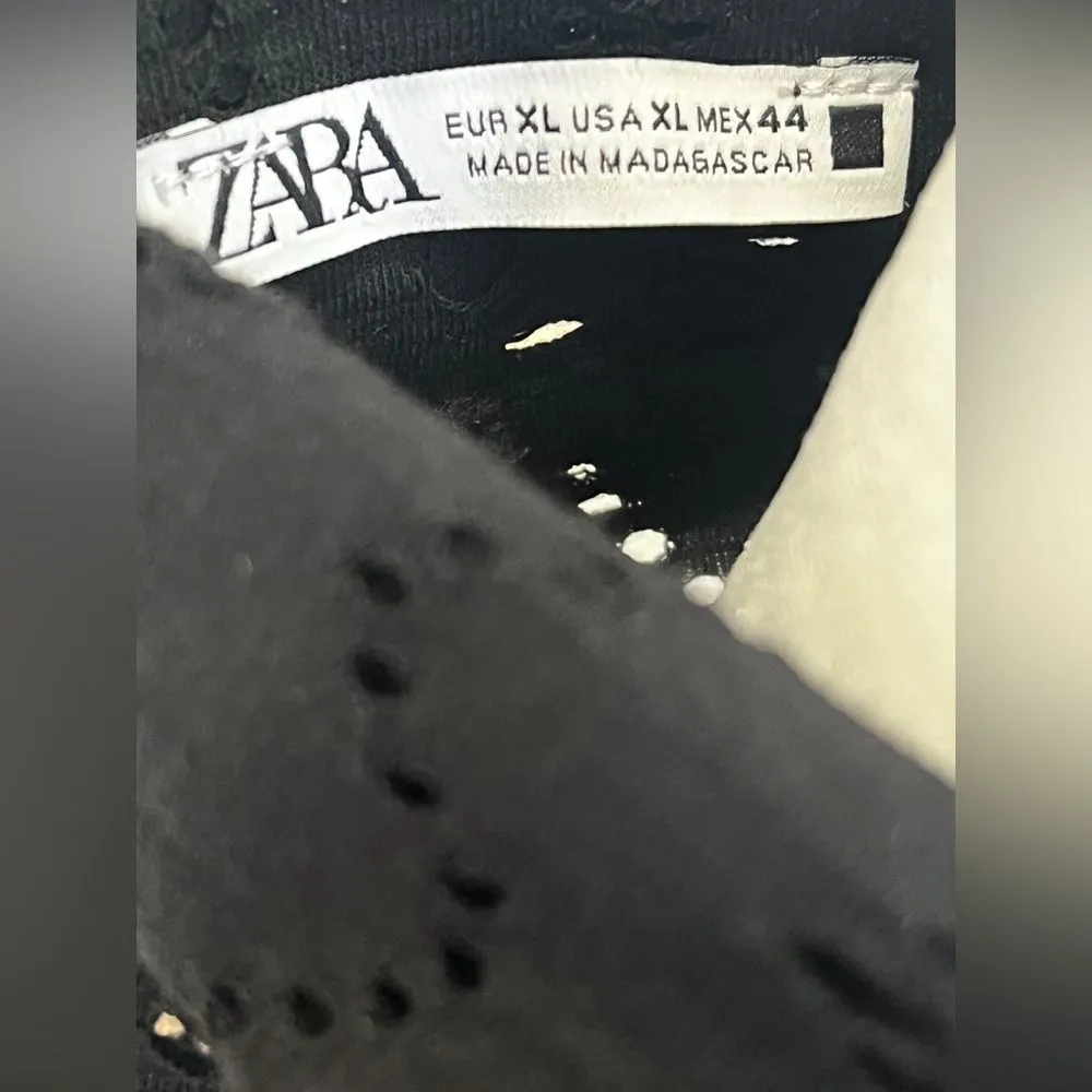 Zara Black Diamond Pattern Cut Work Shirt Size XL Unisex - Image 2