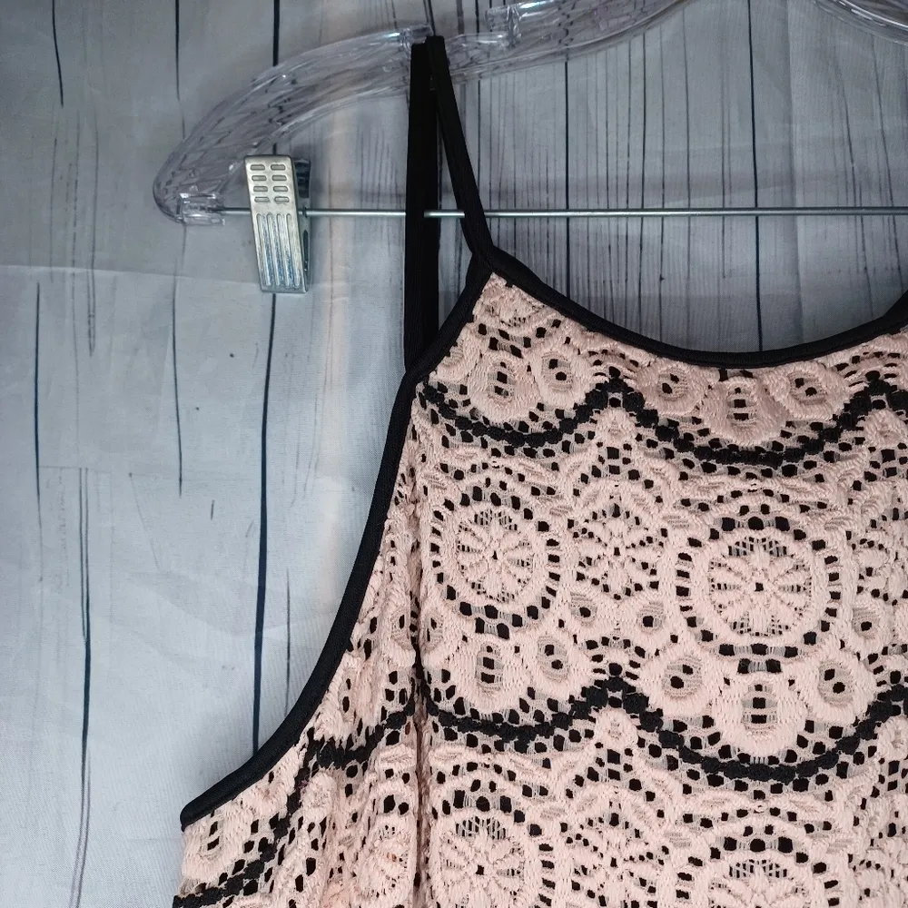 Vtg Guess Cocktail Dress Mini Light Pink Lace Overlay Guess LosAngeles 90s Y2K - Image 7