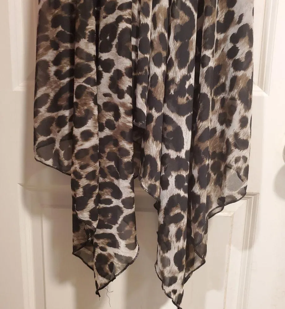 Olivia Matthews Dress Size 10 Leopard Sheer Asymmetrical - Image 8