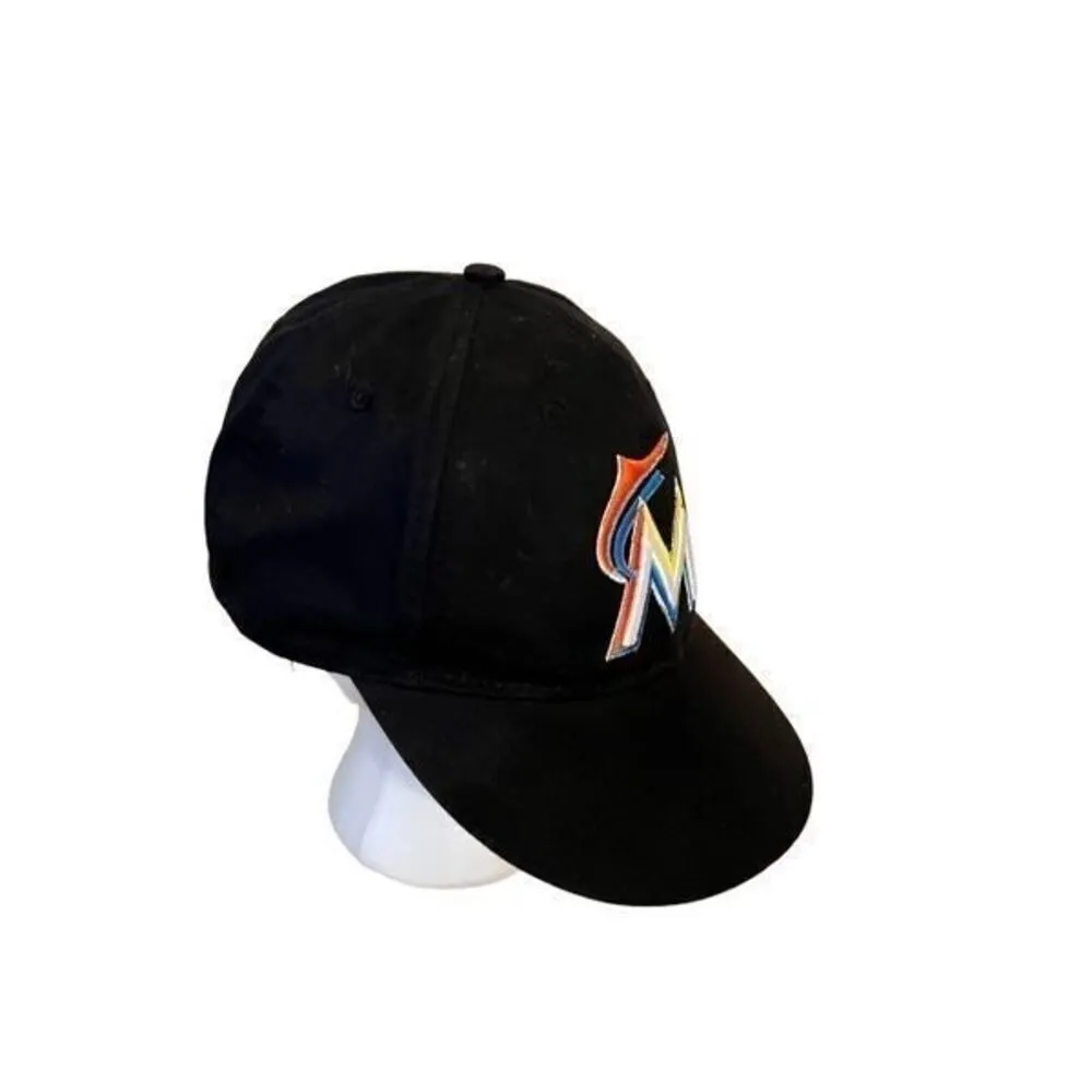 Miami Marlins Embroidered Logo Strap Back hat cap Blue Size XS - Image 7