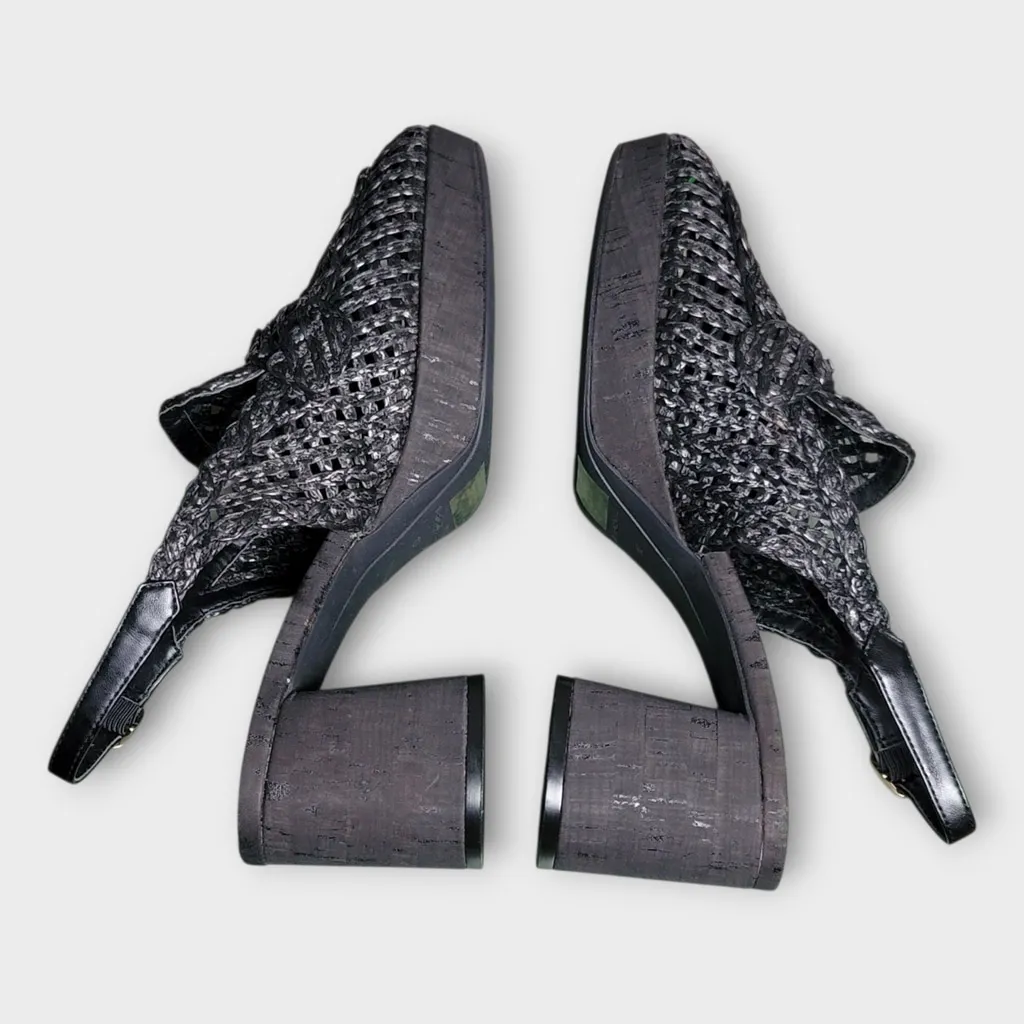 Aerosoles Womens Santiago Black Raffia Slingback Block Heel Loafers Size 10M - Image 5