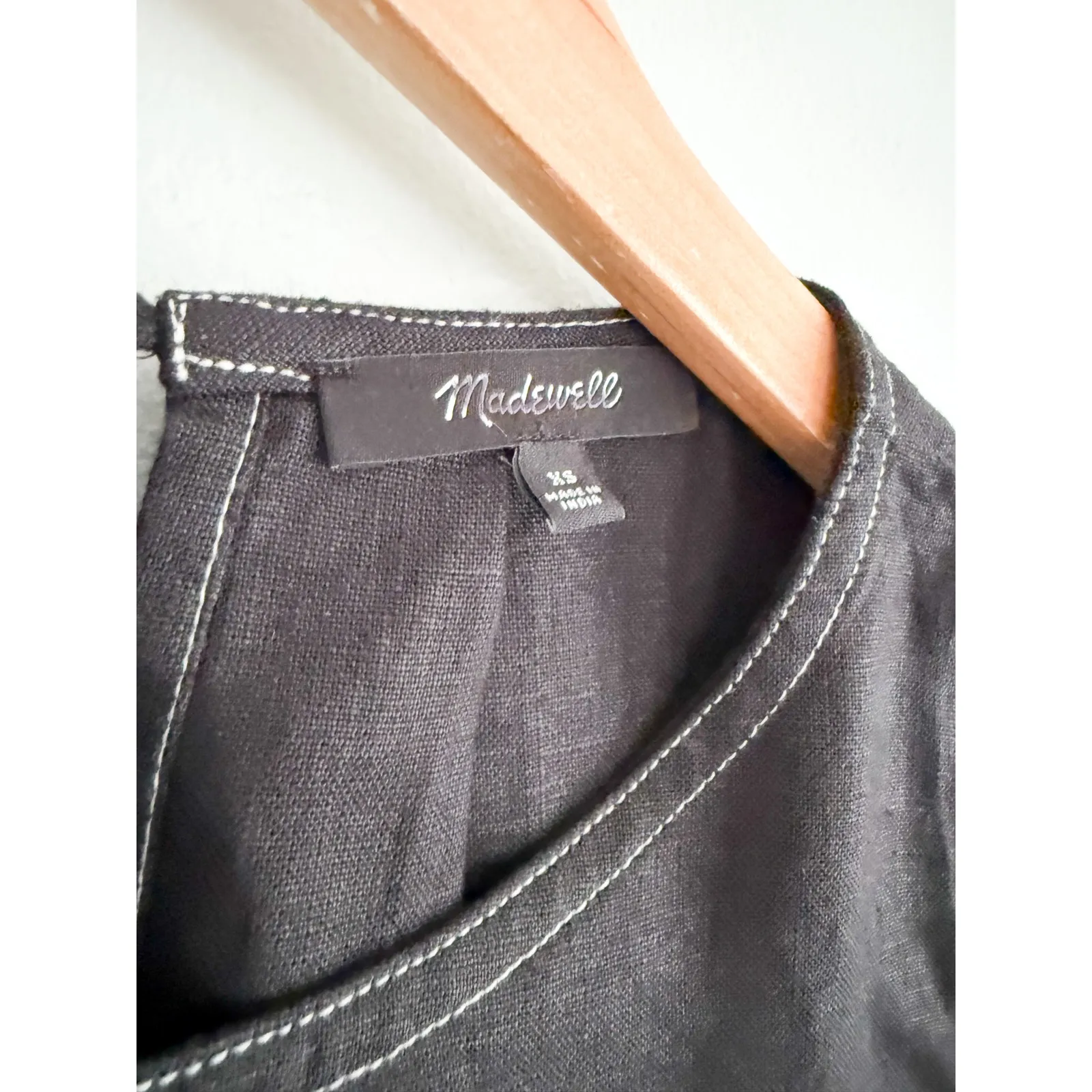 Madewell | NWOT Linen Pleated Shell Tank Top in Jet Black | Sz XS - Image 5