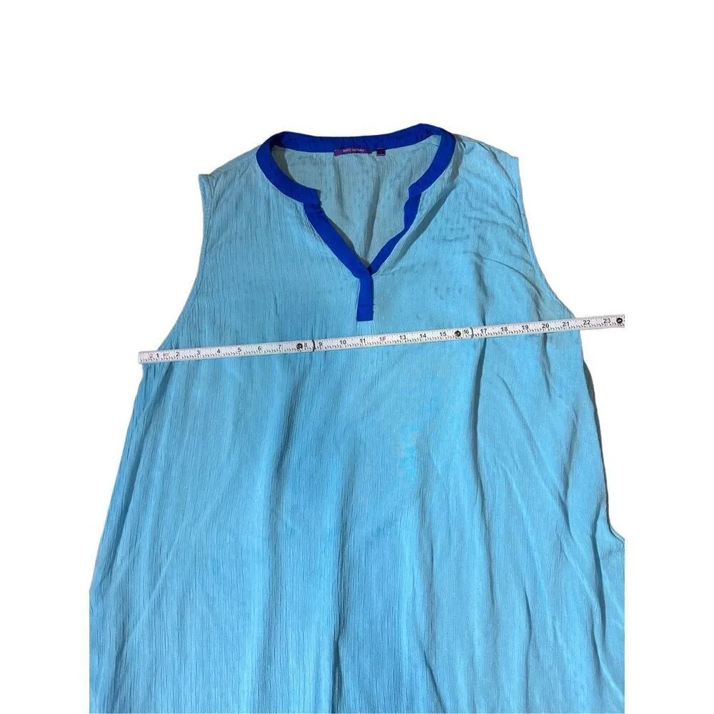 Anthropologie Amita Naithani Blue Gauze Cotton Sleeveless Shift Dress Sz L Size L - Image 8