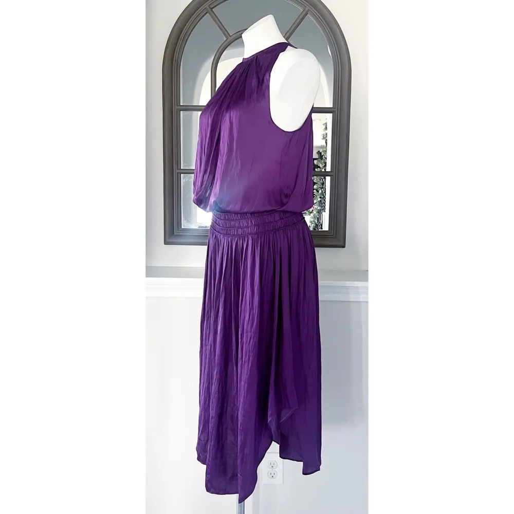 Ramy Brook Shiny Audrey Sleeveless Blouson Dress in Purple Size L New w/Tag $445 - Image 5