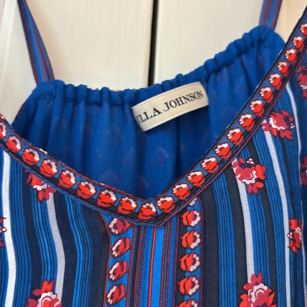 ULLA JOHNSON‎ Cerulean Talin Silk Pleated Strappy Voile Dress Size 0 XS Floral - Image 15