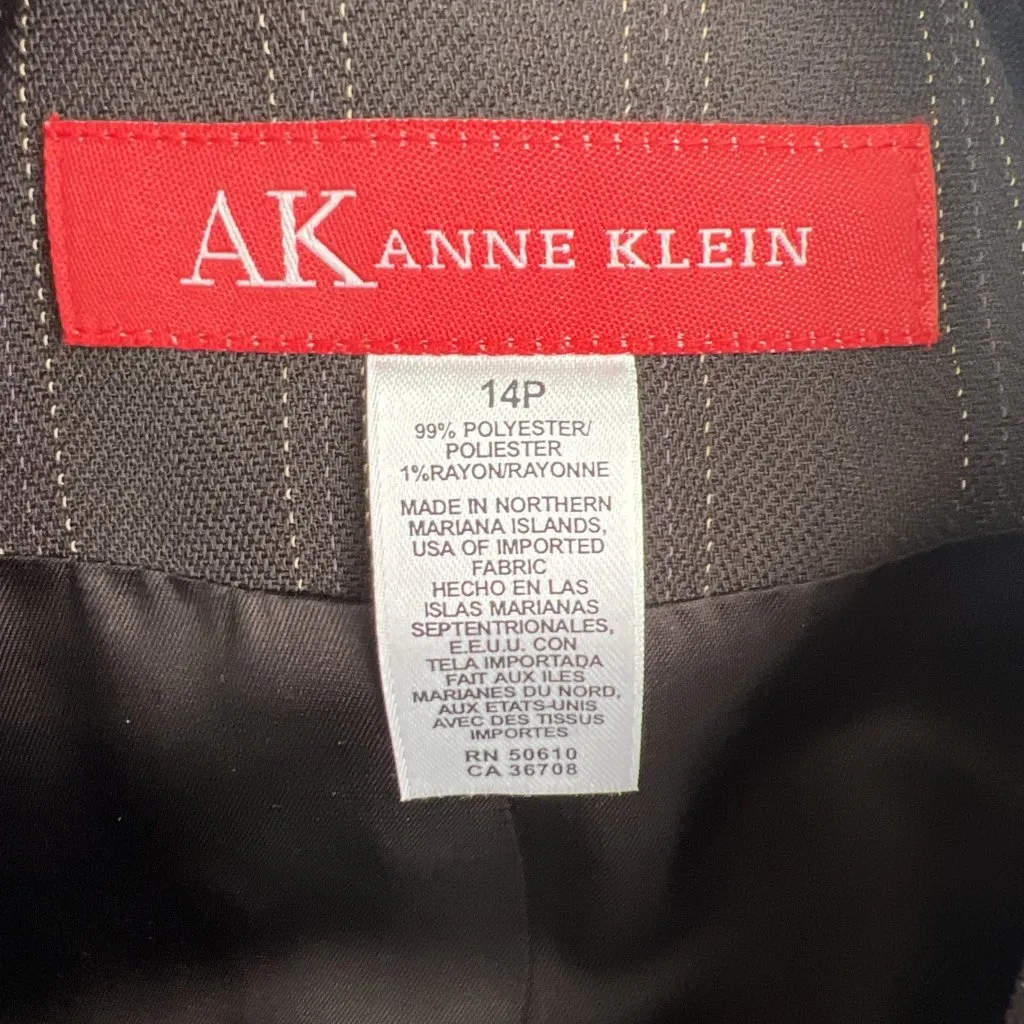 Ann Klein Suit Set Sz 14P Brown Pin Stripe Blazer and Lined Pants Trousers - Image 7