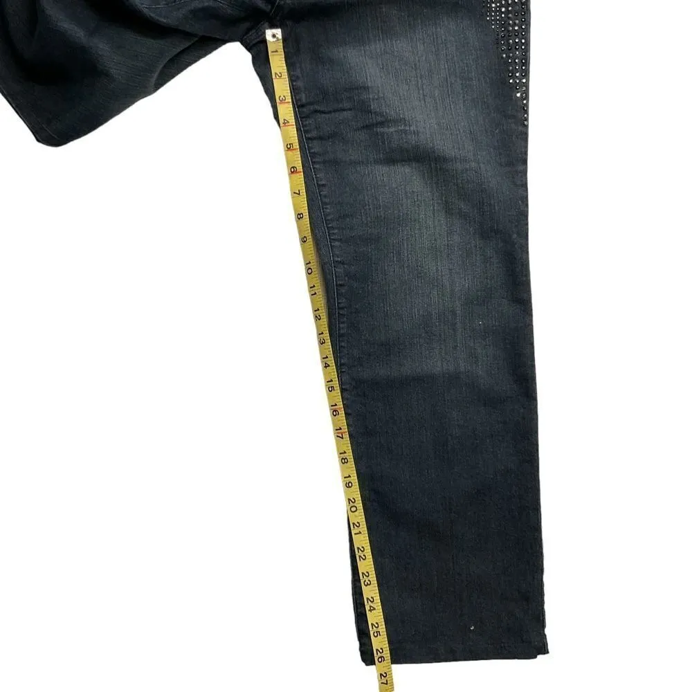 Chico's Platinum Embellished Denim Cropped Jeans Size‎ 12 Large Blue Dark Wash - Image 10