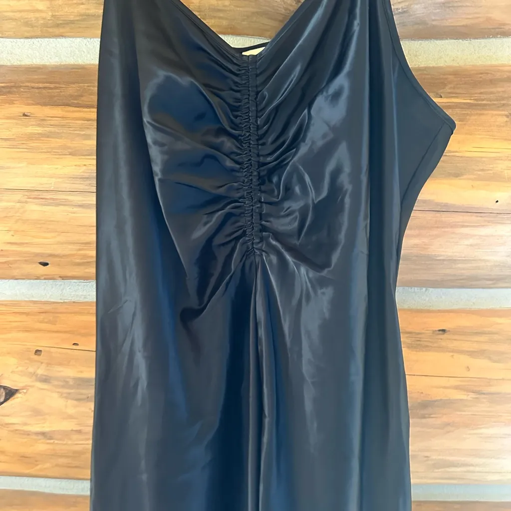 A New Day Satin Ruched Black Midi Dress size XXL - Image 3