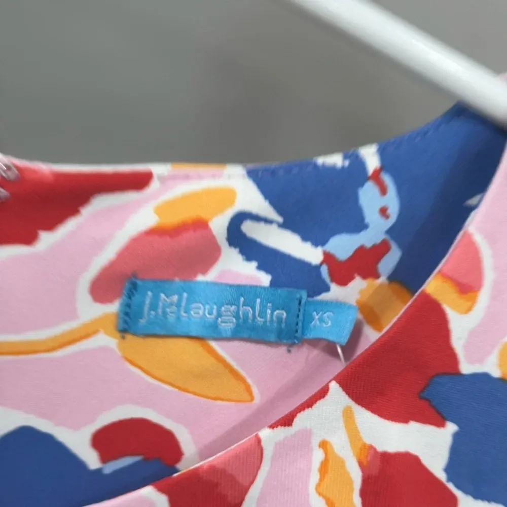 J Mclaughlin Womens Havana Cap Dress XS Pink Floral Wrap Stretch Short Sleeve - Image 2