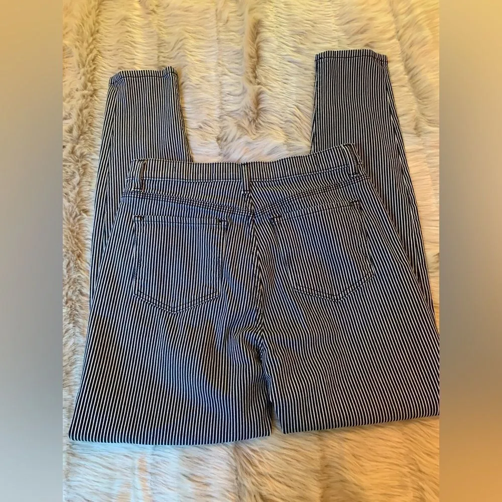 BLDWN BALDWIN | Navy Blue White Striped Ultra High Rise Skinny Jeans - Image 4