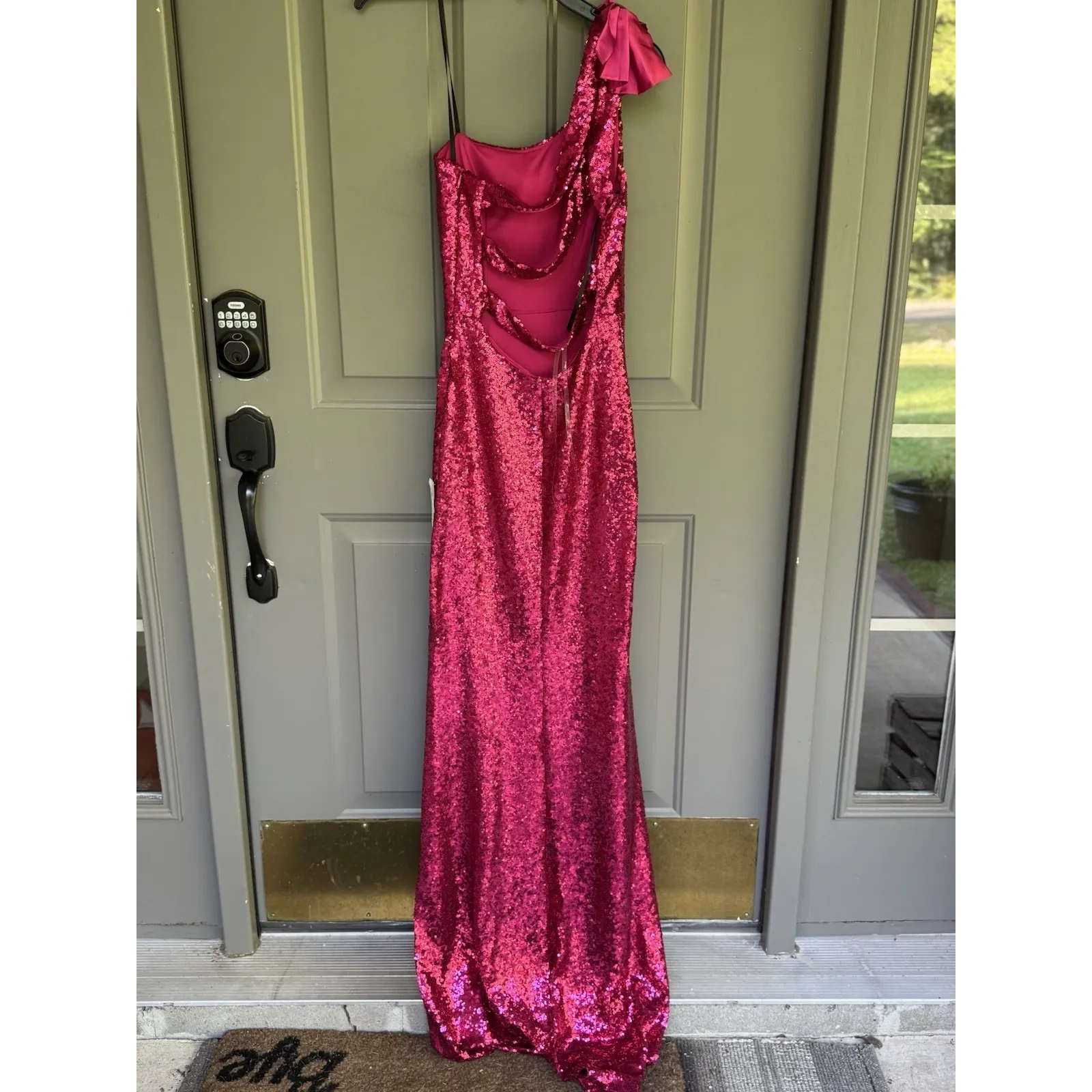 Next‎ Up Hot Pink Size 5/6 Dress One Shoulder Evening Gown Sequin Formal - Image 2