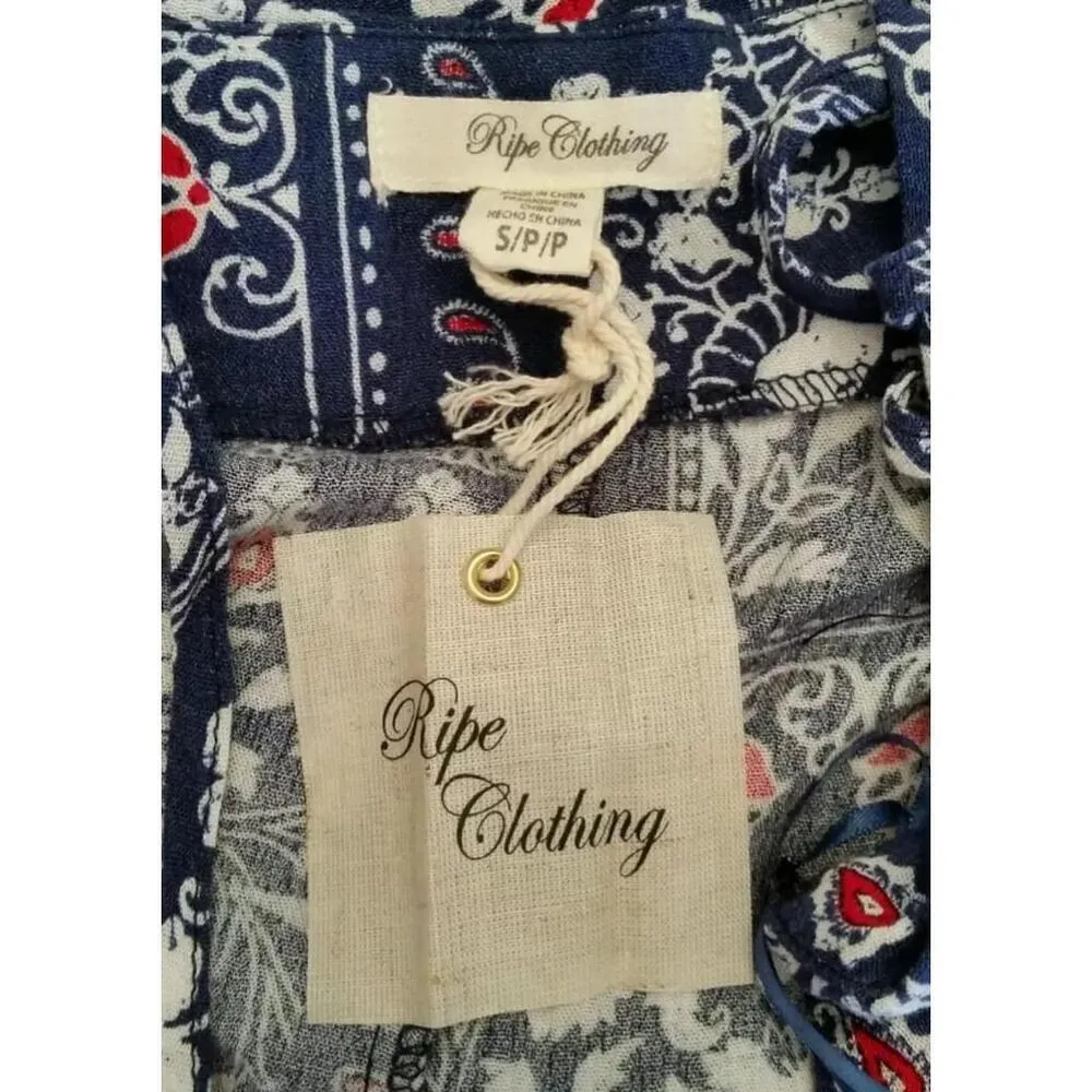 Patchwork Blue & White Paisley Boho Strappy ModCloth Sun Dress by Ripe Clothing - Image 8