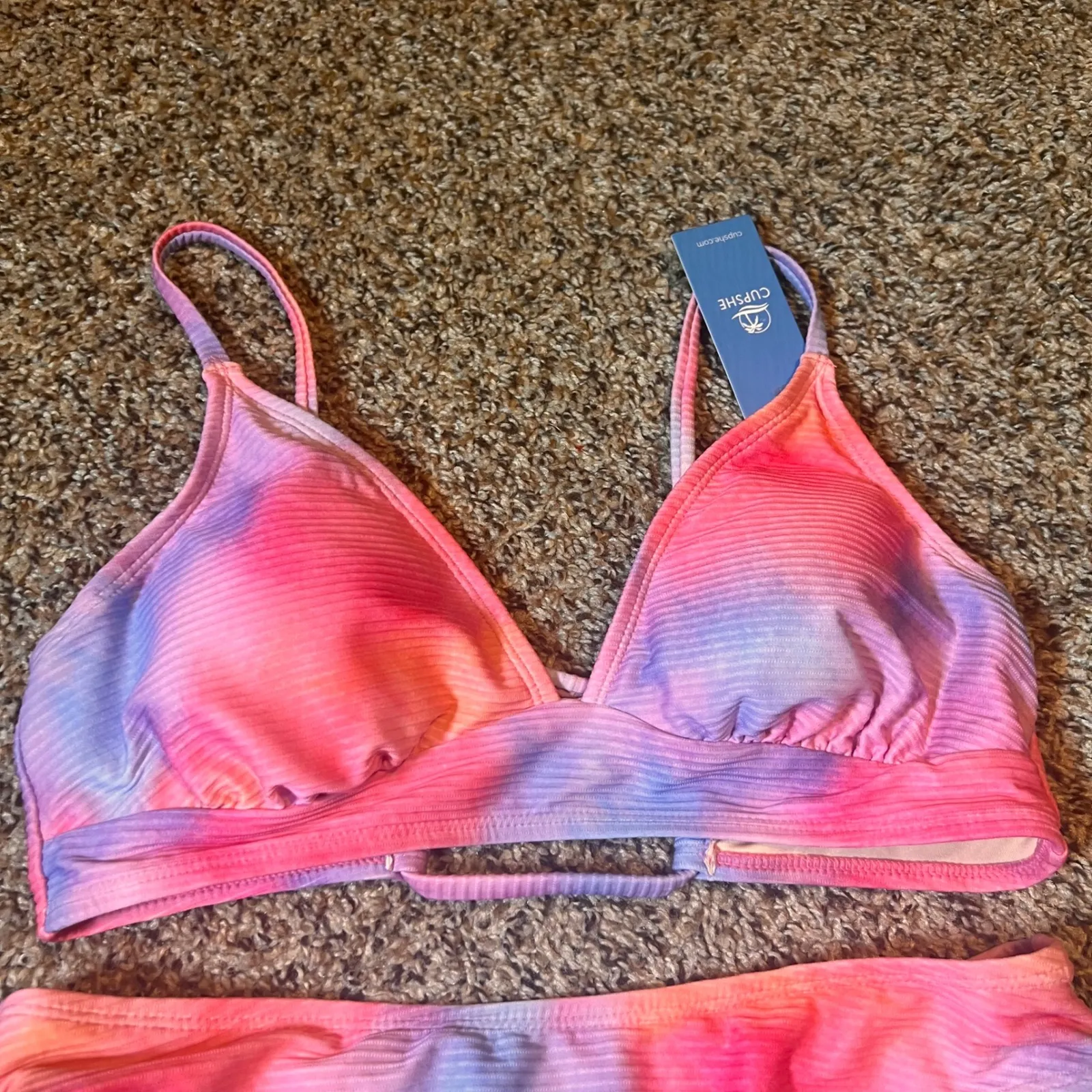 Cupshe Tie Dye Bikini Set Ribbed Two‎ Piece Swimsuit Medium - Image 3