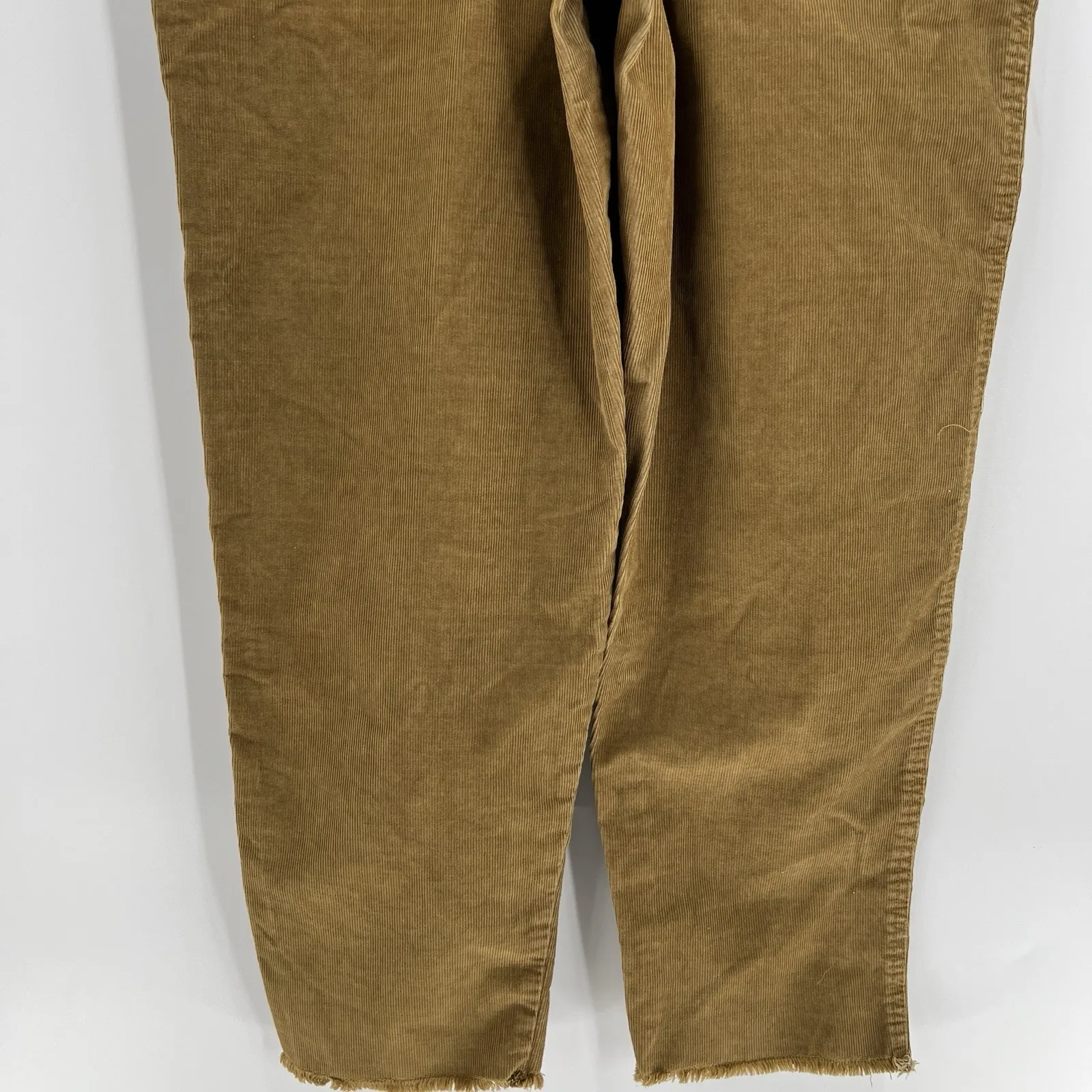 Aerie Werk & Play Brown Corduroy Bib Overalls Size Medium Raw Frayed Hem Casual - Image 8