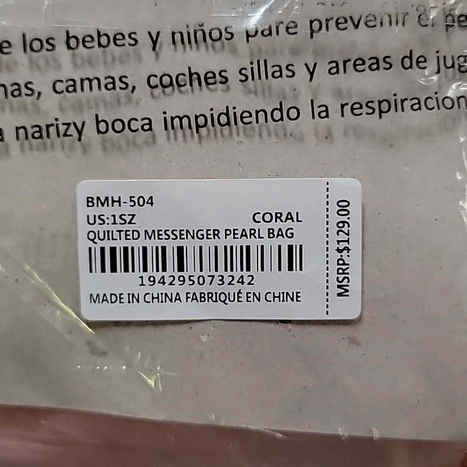 Badgley Mischka Coral Quilted Puffy Pearl Messenger Orange Purse Crossbody Bag - Image 6