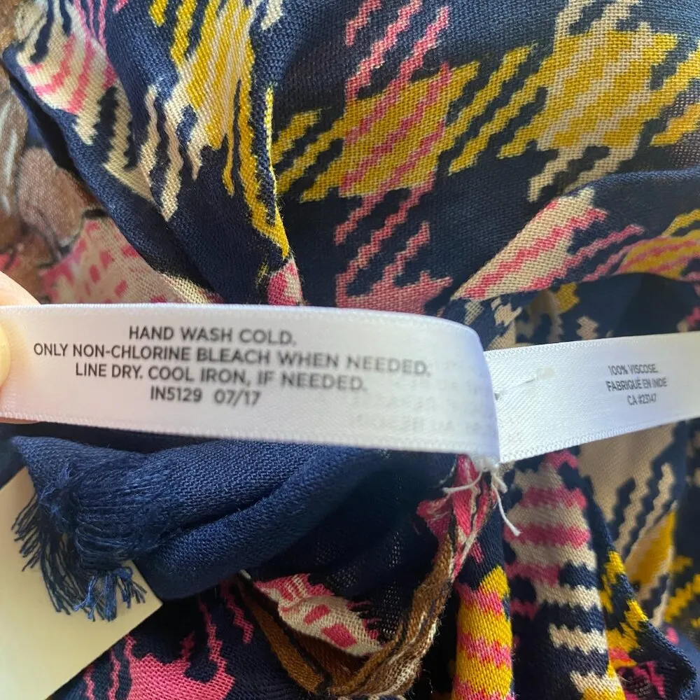 Talbots pink blue yellow white checkered rectangle basset hound dog scarf wrap - Image 8