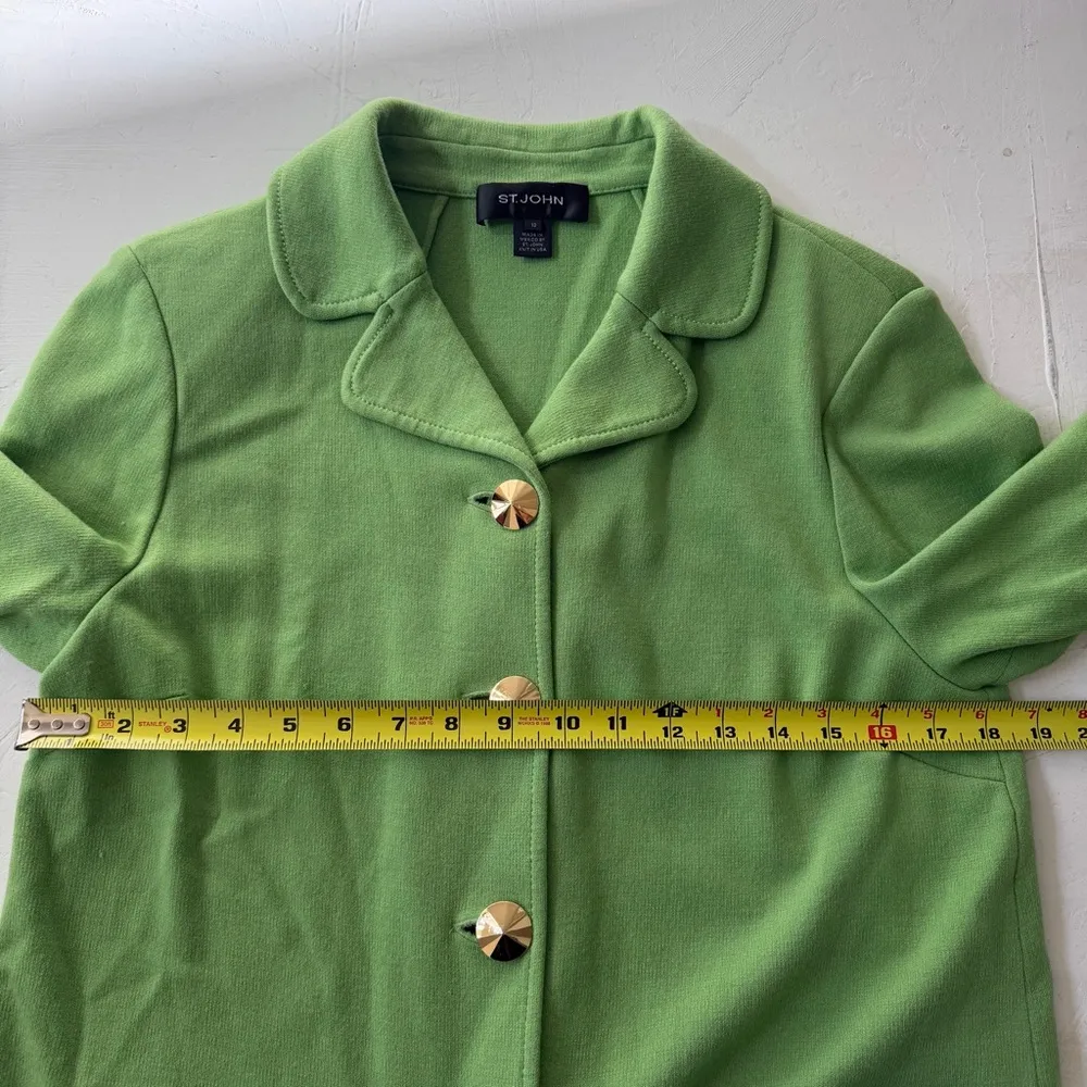 ST JOHN Vintage Green 4 Gold Buttons Wool Blend Blazer Jacket Size 10 - Image 12