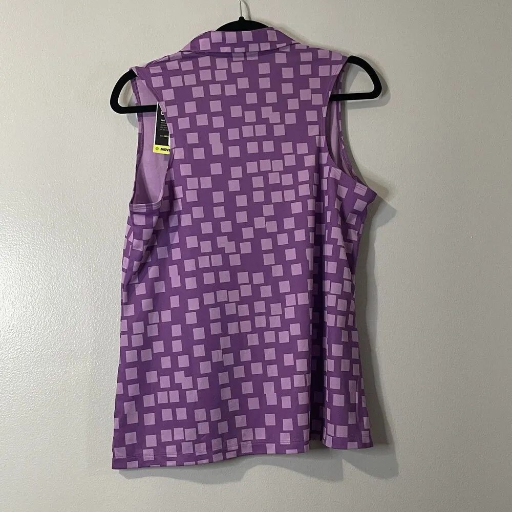 NIKE Women's Dri-FIT Grid Print Sleeveless Golf Shirt Medium Purple NEW Active - Image 7