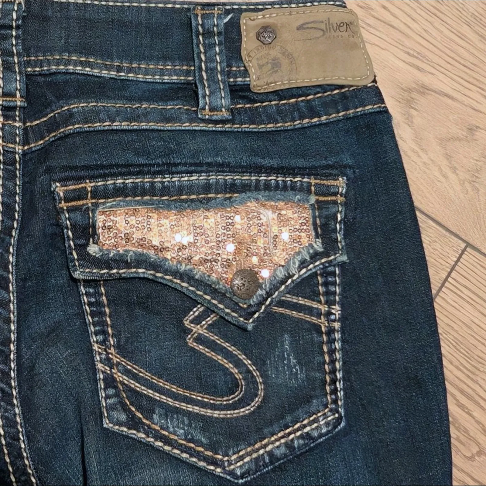 Silver Jeans Womens 30 x 33 Long Tall Suki Mid Boot Leg Sequined Pockets Bootcut - Image 8