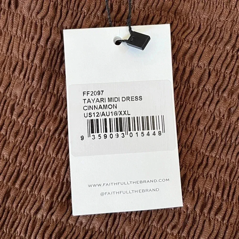 Faithfull The Brand Tayari Linen Maxi Dress 12 Cinnamon Cutout Smock Sundress - Image 9