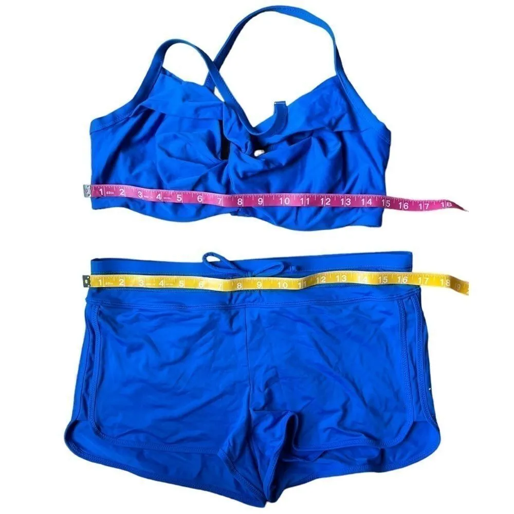 Athleta Swim Set Yacht Blue Small Kata Surge Shorts & 36D/DD Twist Up Bikini Top - Image 14