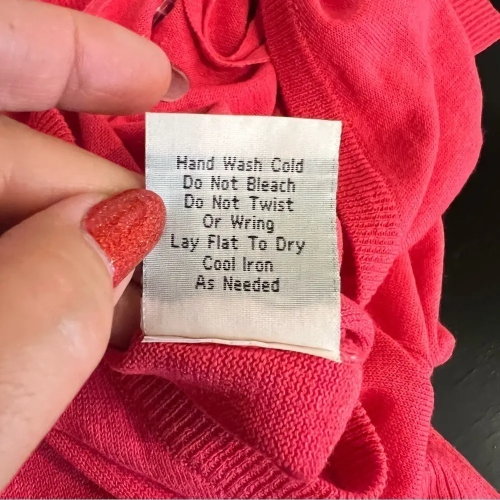 J. Peterman linen blend shift Sweater dress, pink midi length, elbow length, S - Image 9