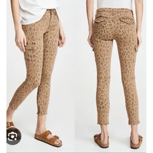 $206 FRAME Leopard Print Cargo Skinny Jeans Pants Women Size 26 Tan Brown - Image 2