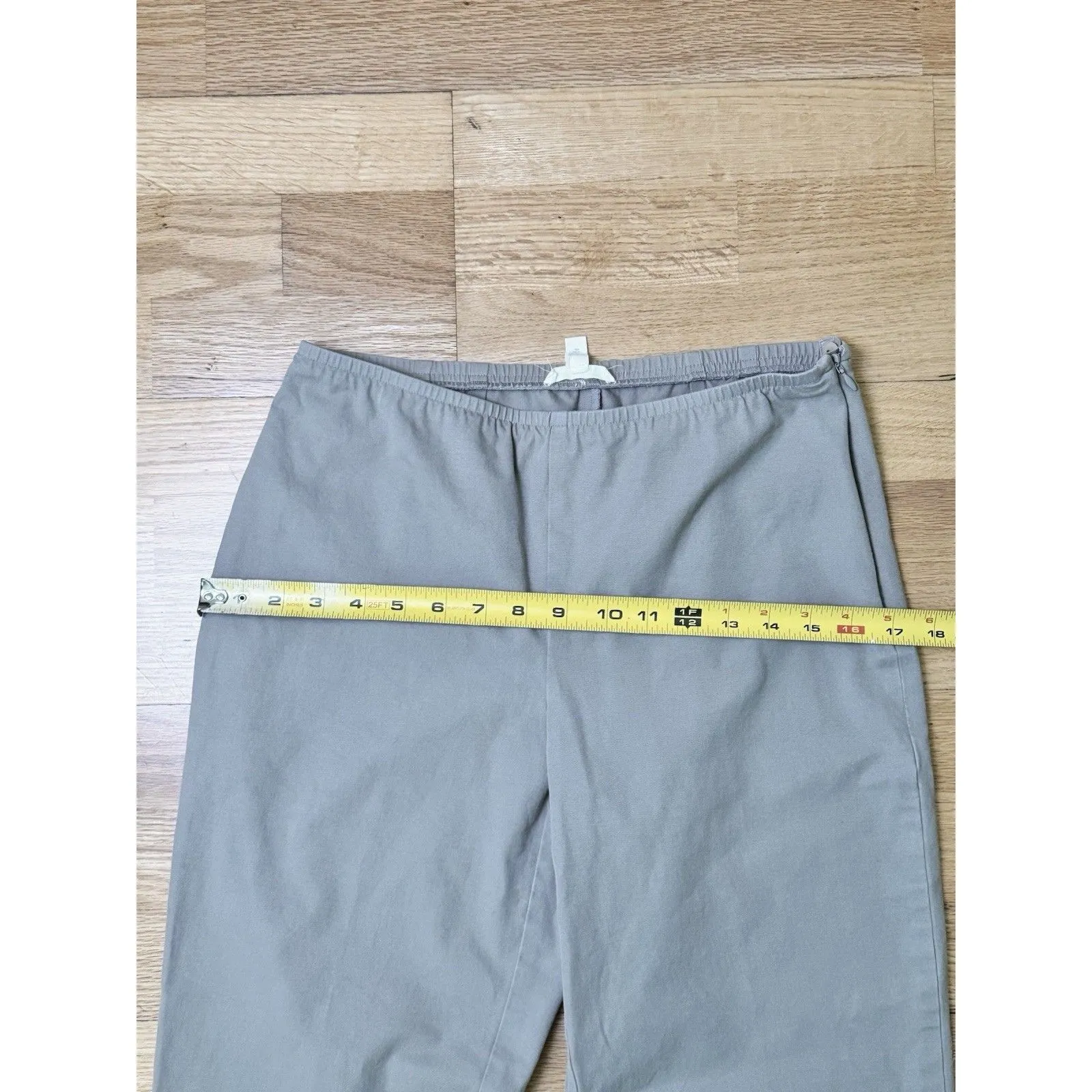 Eileen Fisher Women's Organic Cotton Straight Leg Crop Pants Gray/Beige Size M - Image 6