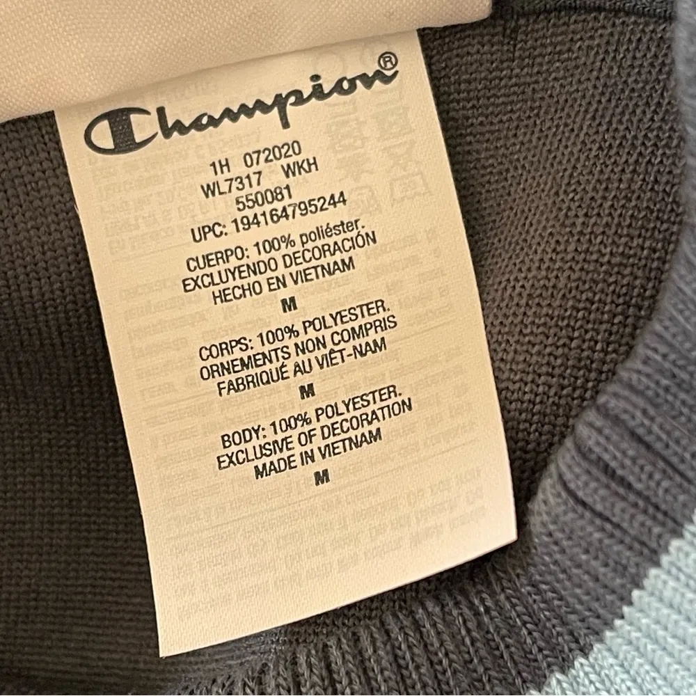 Champion Women’s Yarn Trim Mock Neck Sweatshirt Size M Sherpa Fleece Blue Crop - Image 9