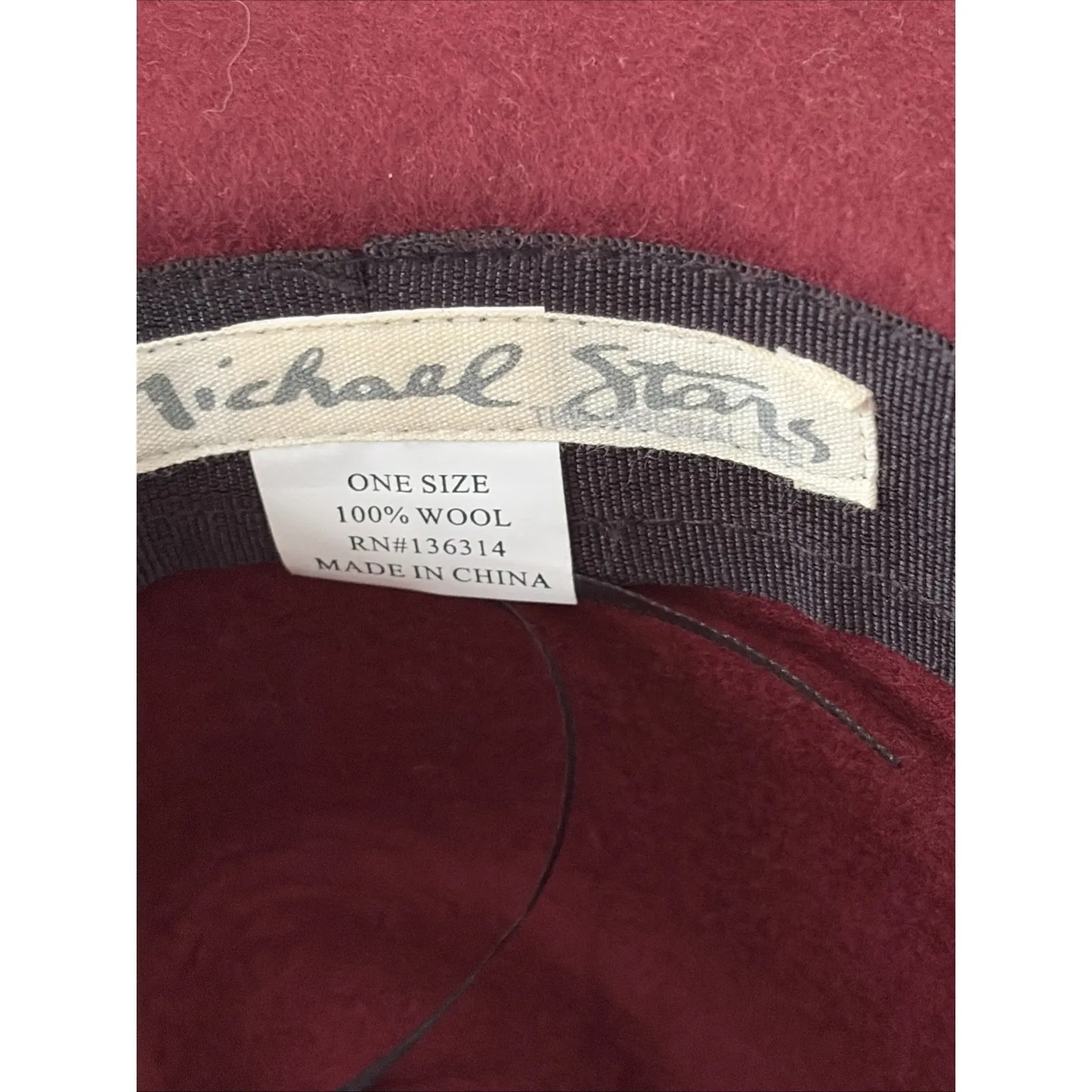 Michael Stars 100% Wool Fedora Womens Burgundy - Image 6