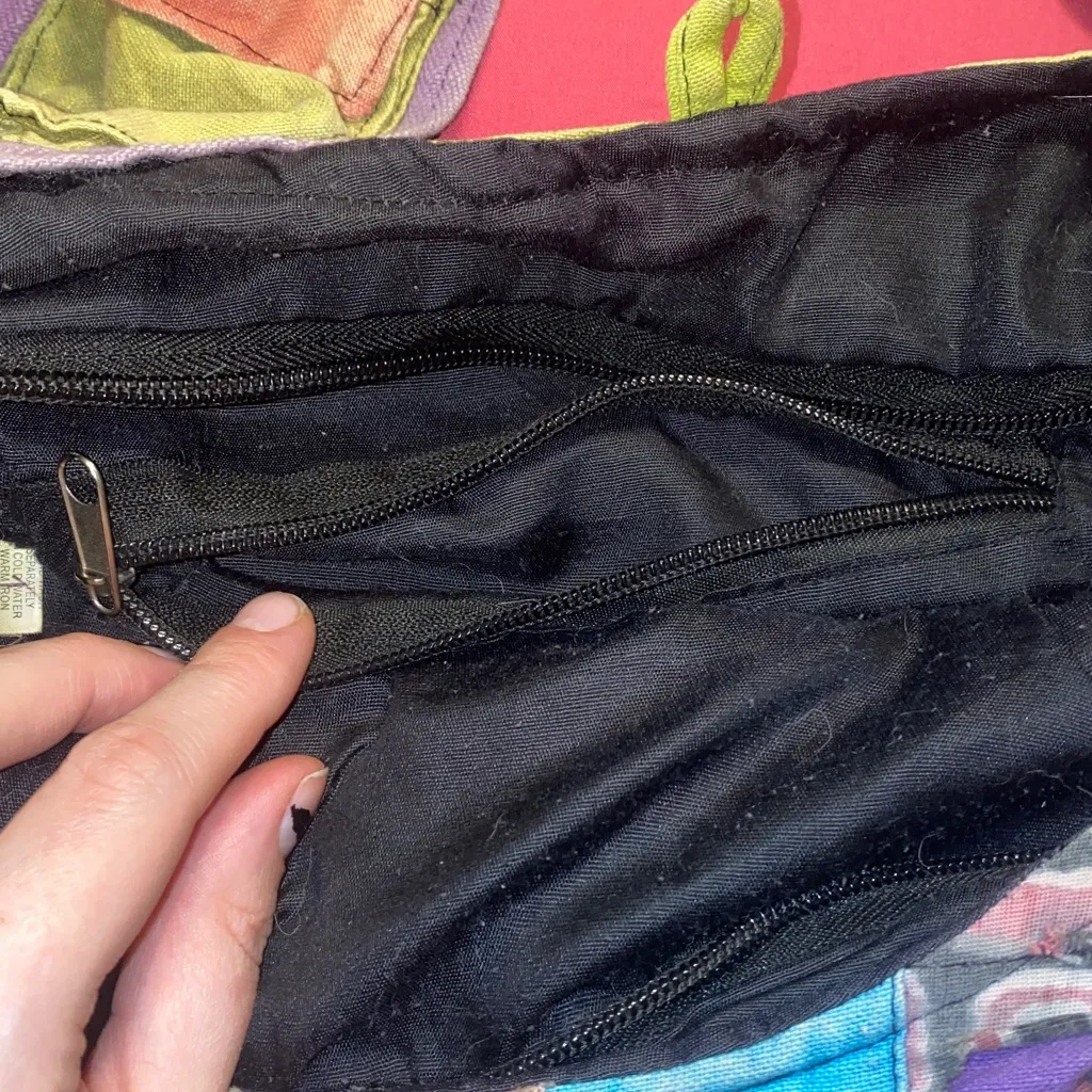 Hippie Floral Peace Hobo Bag Purple - Image 7