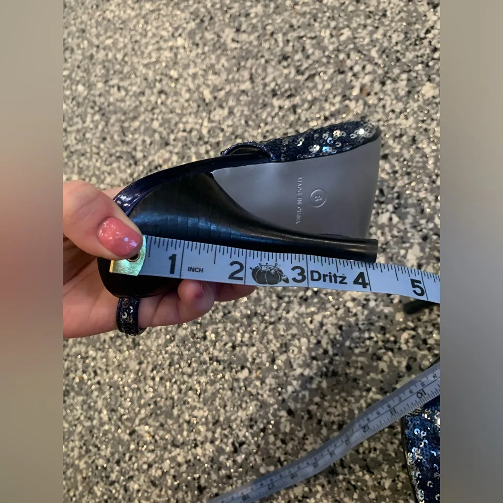 PRELOVED TWO LIPS SEQUIN SLINGBACK HEELS Blue Size 8 - Image 5