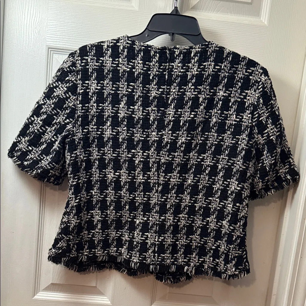 Zara Black and White Tweed Blouse - Image 3