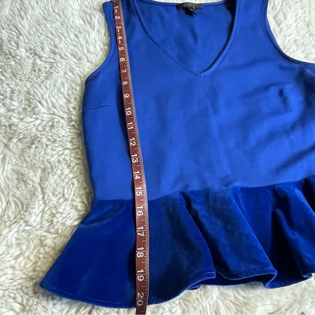 J‎ Crew Royal Blue Sleeveless Peplum Top Velvet Ruffle Women size XS Extra Small - Image 8