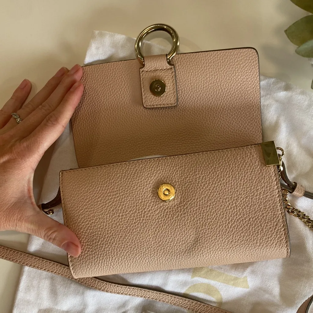 Chloe Mini Faye calfskin shoulder Crossbody Bag cement pink - Image 4