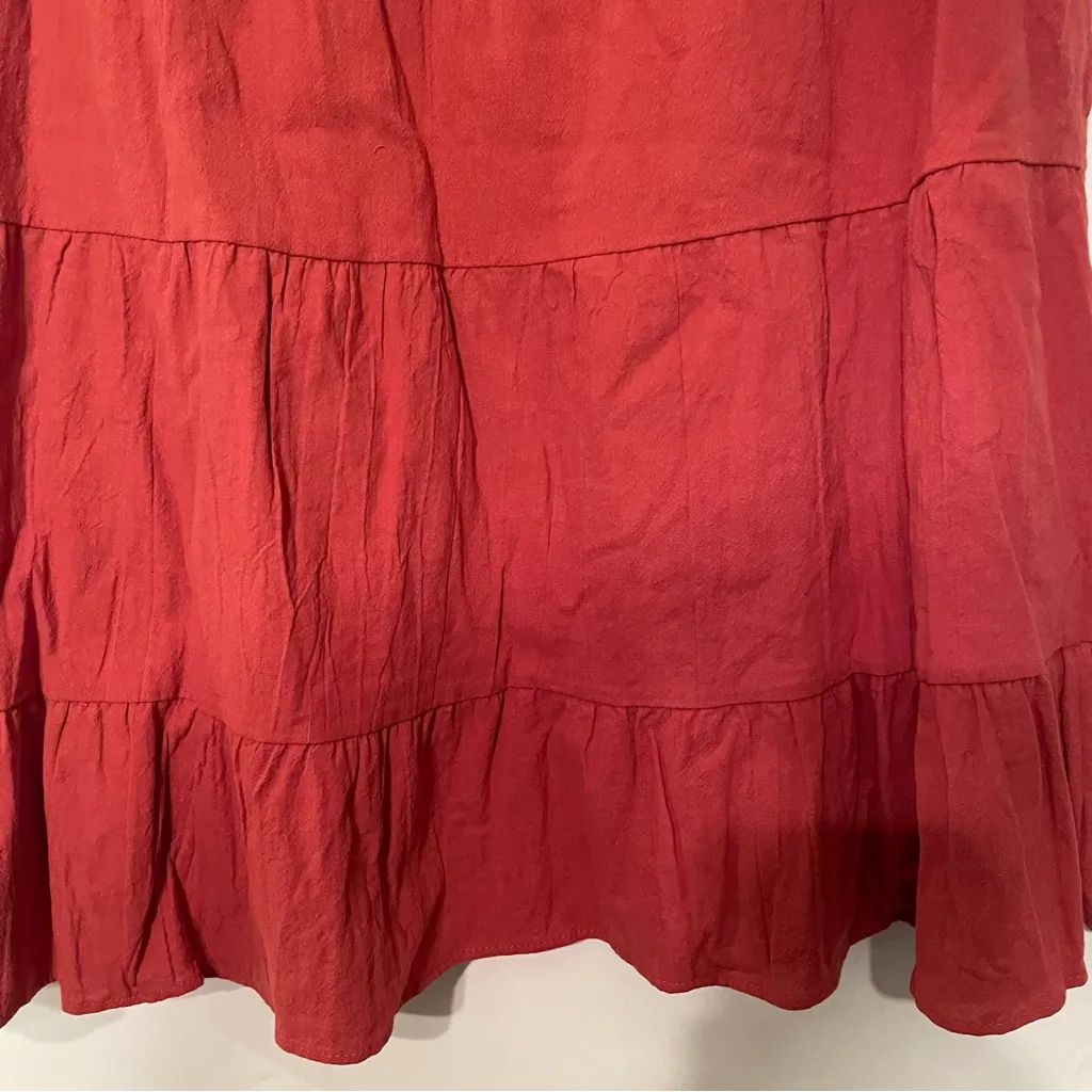 Coeur de Vague Ruffled Tier Swing Top NWT Women L Rust Sleeveless Boho Babydoll Red Size L - Image 5