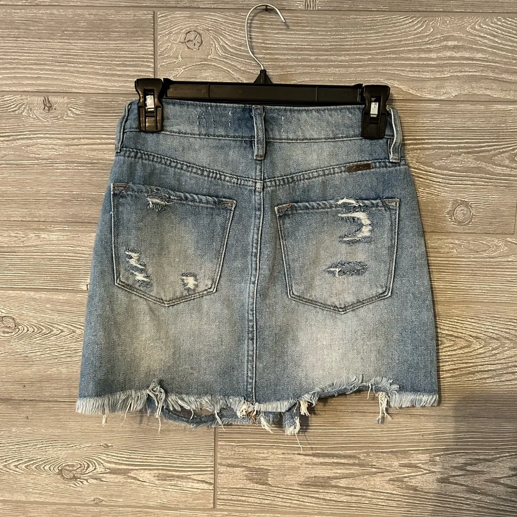 Kancan Frayed Bottom Mini Skirt size‎ small Blue - Image 3