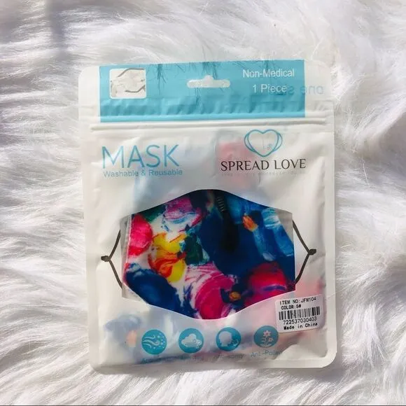 Brand New Multi Colored‎ Floral Face Mask For Teens & Women (Face Covering) Blue - Image 5
