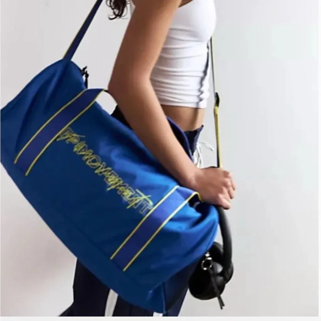 Free People Blue and Yellow Travel Bag Good Sport Duffle Bag Gym - Image 2