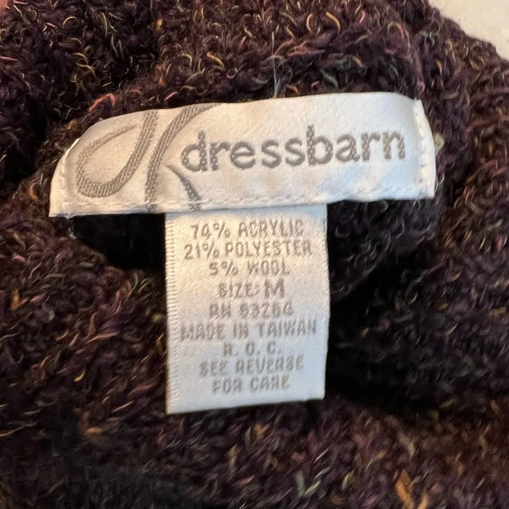 VTG Dressbarn Turtleneck Sweater Woman’s Size Medium Cable Knit purple Textured - Image 5