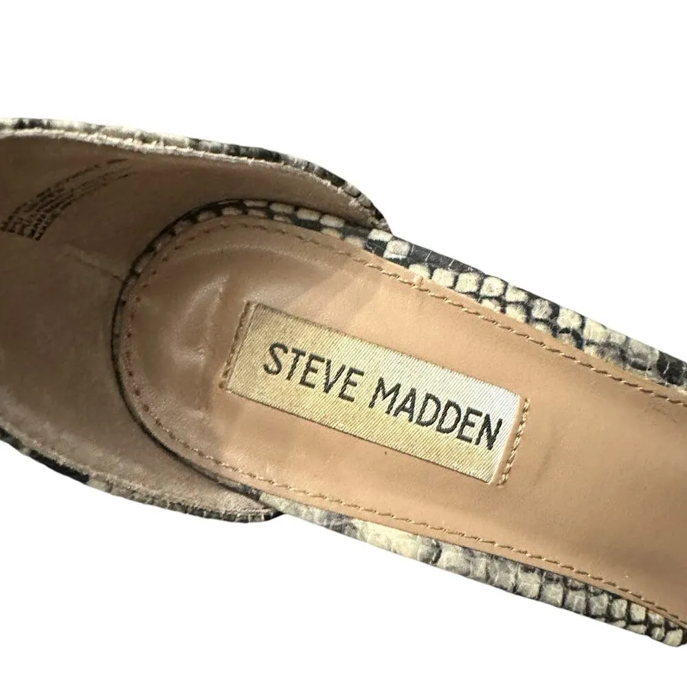 Steve Madden Chunky Wedge Snakeskin Heels Open Toe Size 8 - Image 3