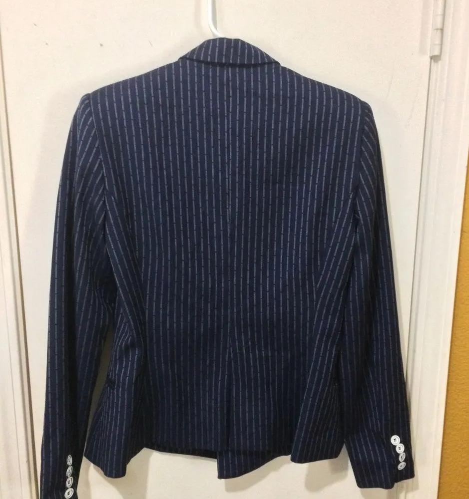 Allen B. Schwartz ABS women's small petite navy pinstripe buttoned blazer jacket - Image 6