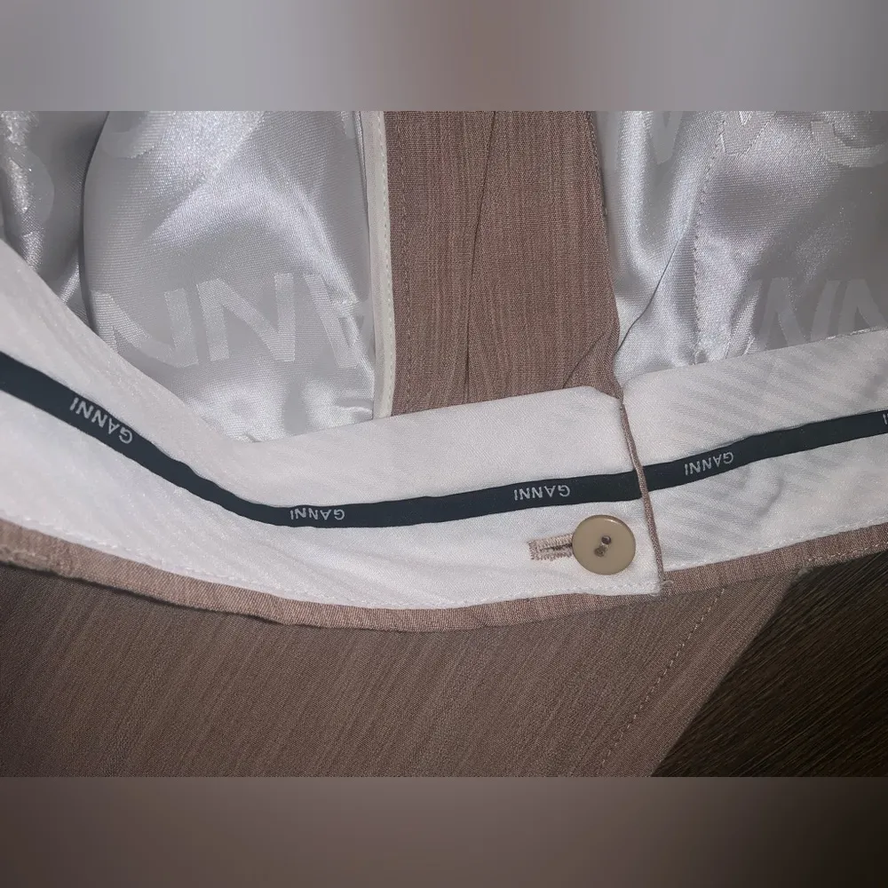 GANNI TROUSERS beige classic logo boho formal casual designer $180 spring dressy - Image 9